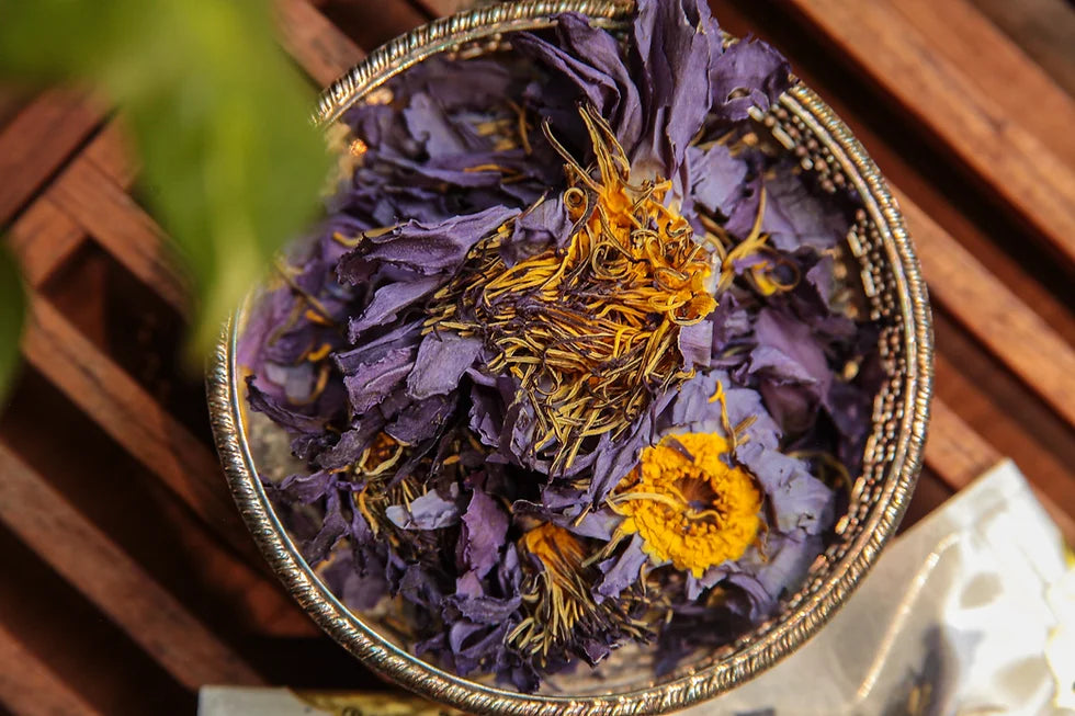 Dried blue lotus flowers