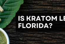 Kratom capsules and powder with text 'Is Kratom Legal in Florida?'"