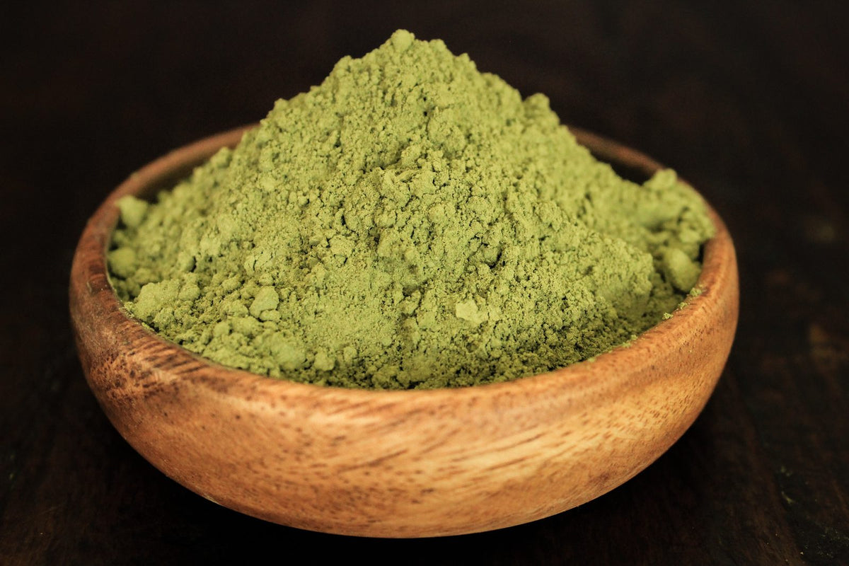Green Maeng Da kratom powder, part of the Kratom Sample Pack